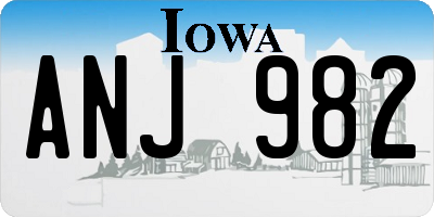 IA license plate ANJ982