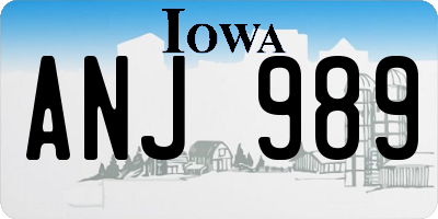IA license plate ANJ989