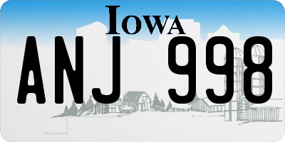 IA license plate ANJ998