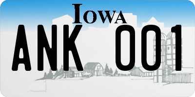 IA license plate ANK001