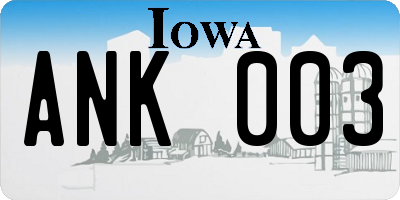 IA license plate ANK003