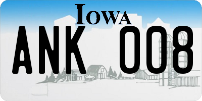 IA license plate ANK008