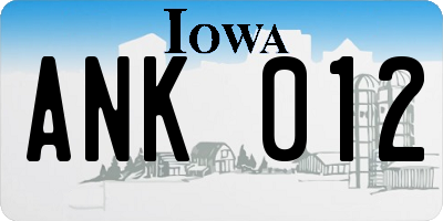 IA license plate ANK012