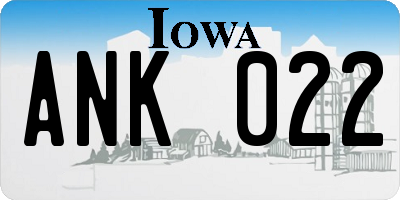 IA license plate ANK022