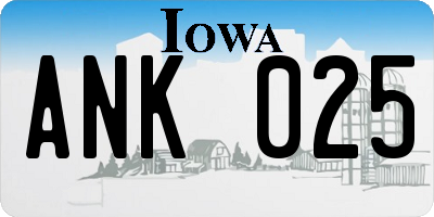 IA license plate ANK025