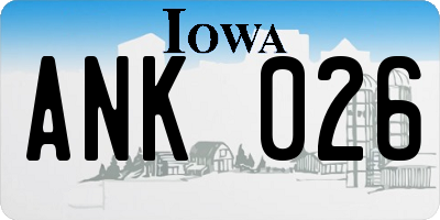 IA license plate ANK026
