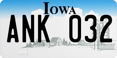 IA license plate ANK032