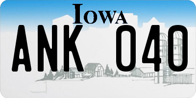 IA license plate ANK040