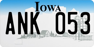IA license plate ANK053