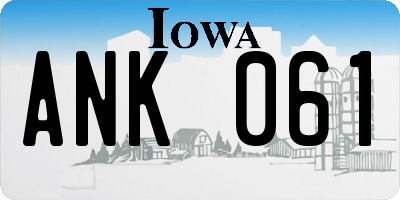 IA license plate ANK061