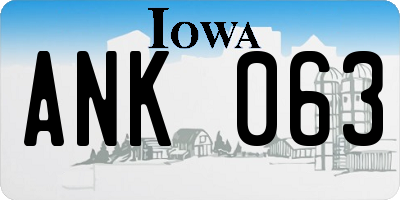 IA license plate ANK063