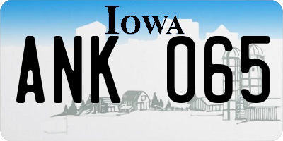 IA license plate ANK065