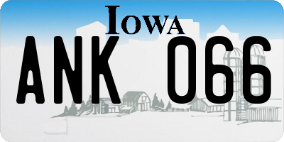 IA license plate ANK066