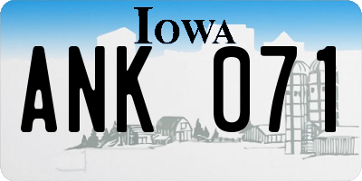 IA license plate ANK071