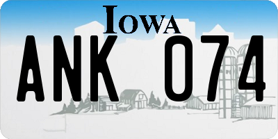 IA license plate ANK074