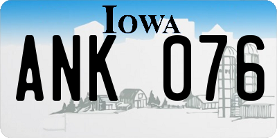 IA license plate ANK076