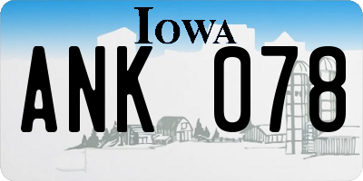 IA license plate ANK078