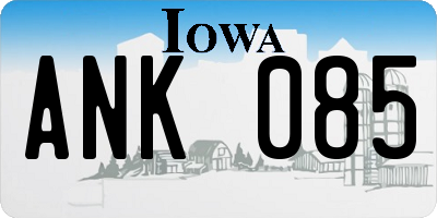 IA license plate ANK085