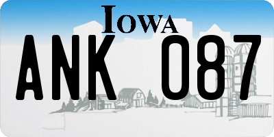 IA license plate ANK087