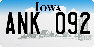 IA license plate ANK092