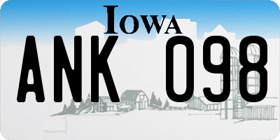 IA license plate ANK098