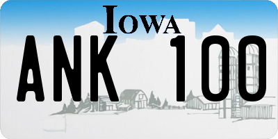 IA license plate ANK100