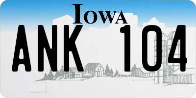 IA license plate ANK104