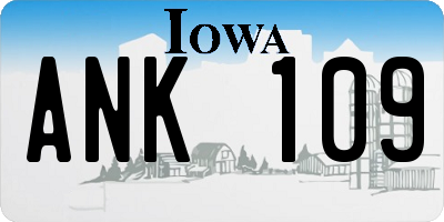 IA license plate ANK109