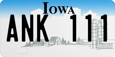 IA license plate ANK111