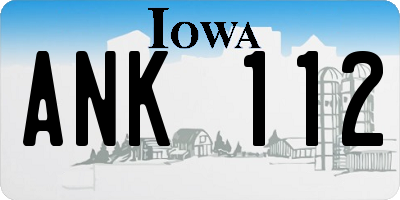 IA license plate ANK112