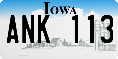 IA license plate ANK113
