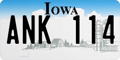 IA license plate ANK114