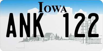 IA license plate ANK122