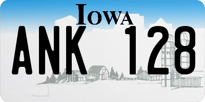 IA license plate ANK128