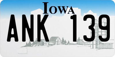 IA license plate ANK139