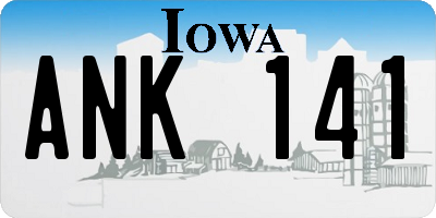 IA license plate ANK141