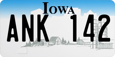 IA license plate ANK142