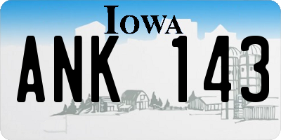 IA license plate ANK143