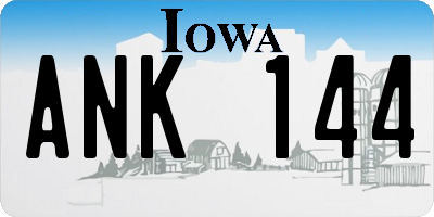 IA license plate ANK144