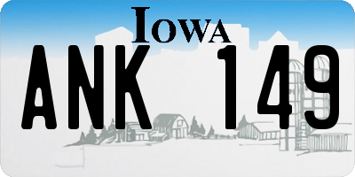 IA license plate ANK149