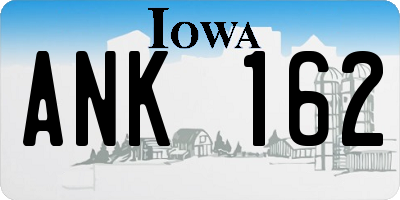 IA license plate ANK162