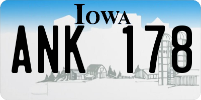 IA license plate ANK178