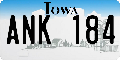 IA license plate ANK184