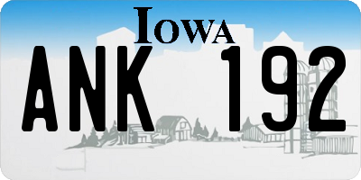 IA license plate ANK192