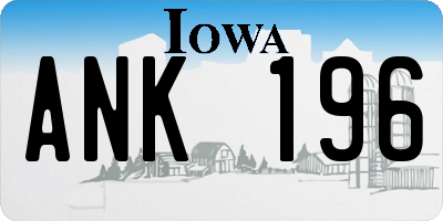 IA license plate ANK196