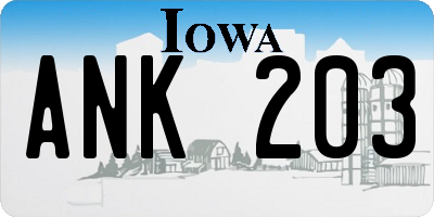 IA license plate ANK203