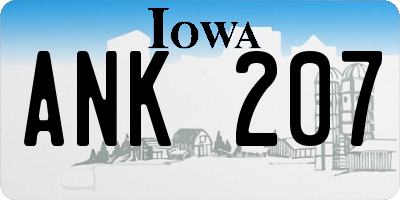 IA license plate ANK207
