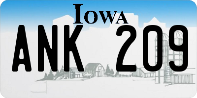 IA license plate ANK209