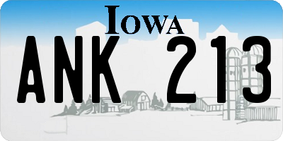 IA license plate ANK213