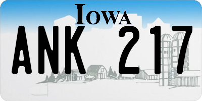 IA license plate ANK217